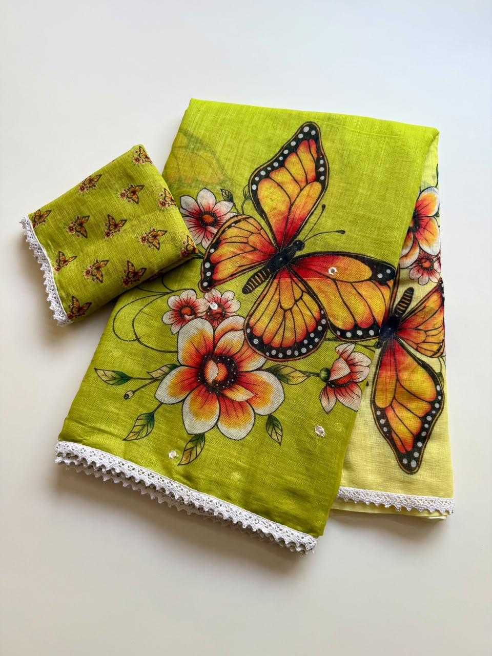 Aarna Linen Embroidered Saree