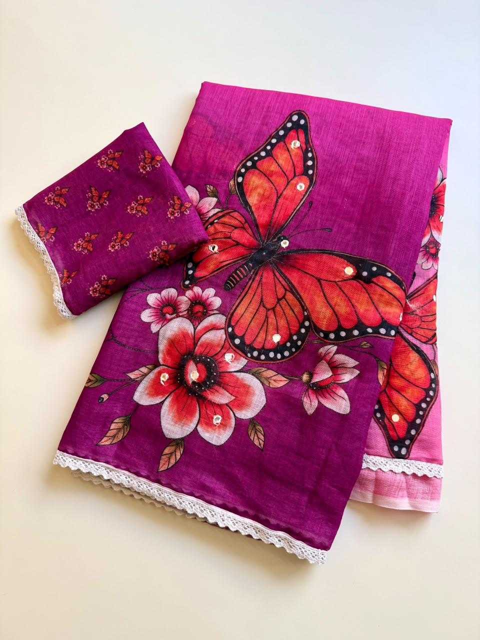 Aarna Linen Embroidered Saree