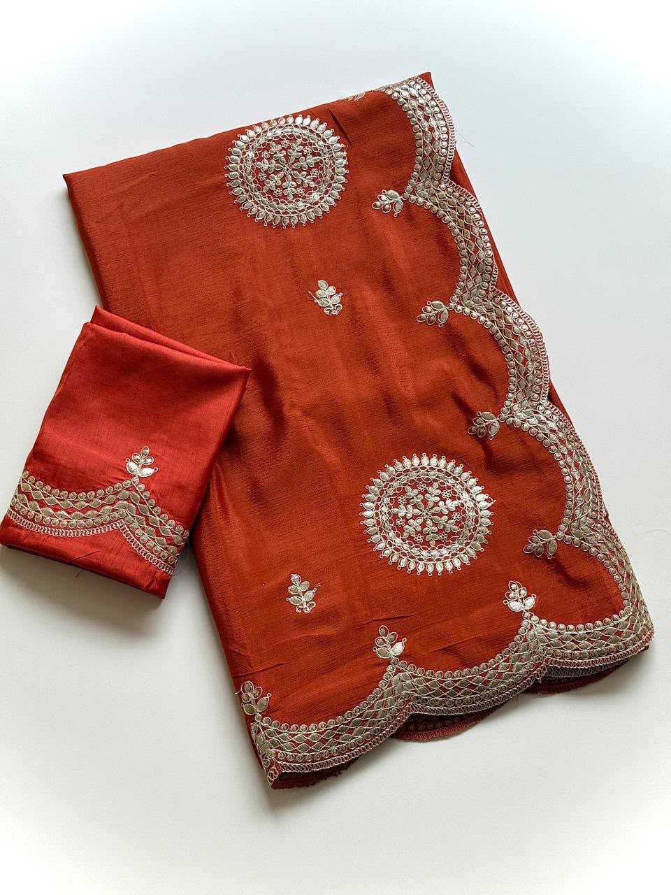 Akshara Chinon Embroidered Saree