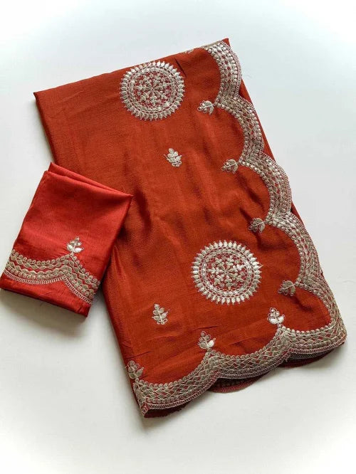 Akshara Chinon Embroidered Saree