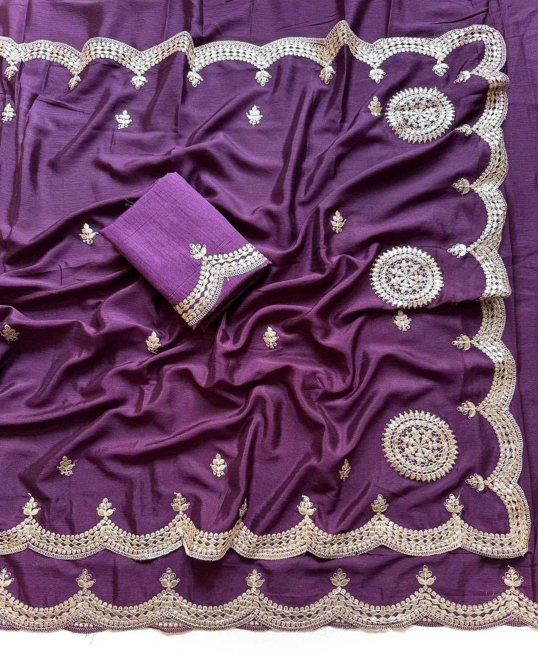 Akshara Chinon Embroidered Saree