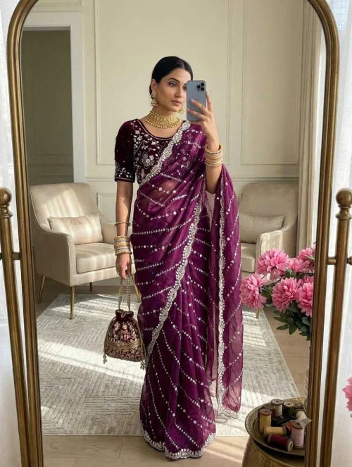 Akshara Satin Sequence Saree