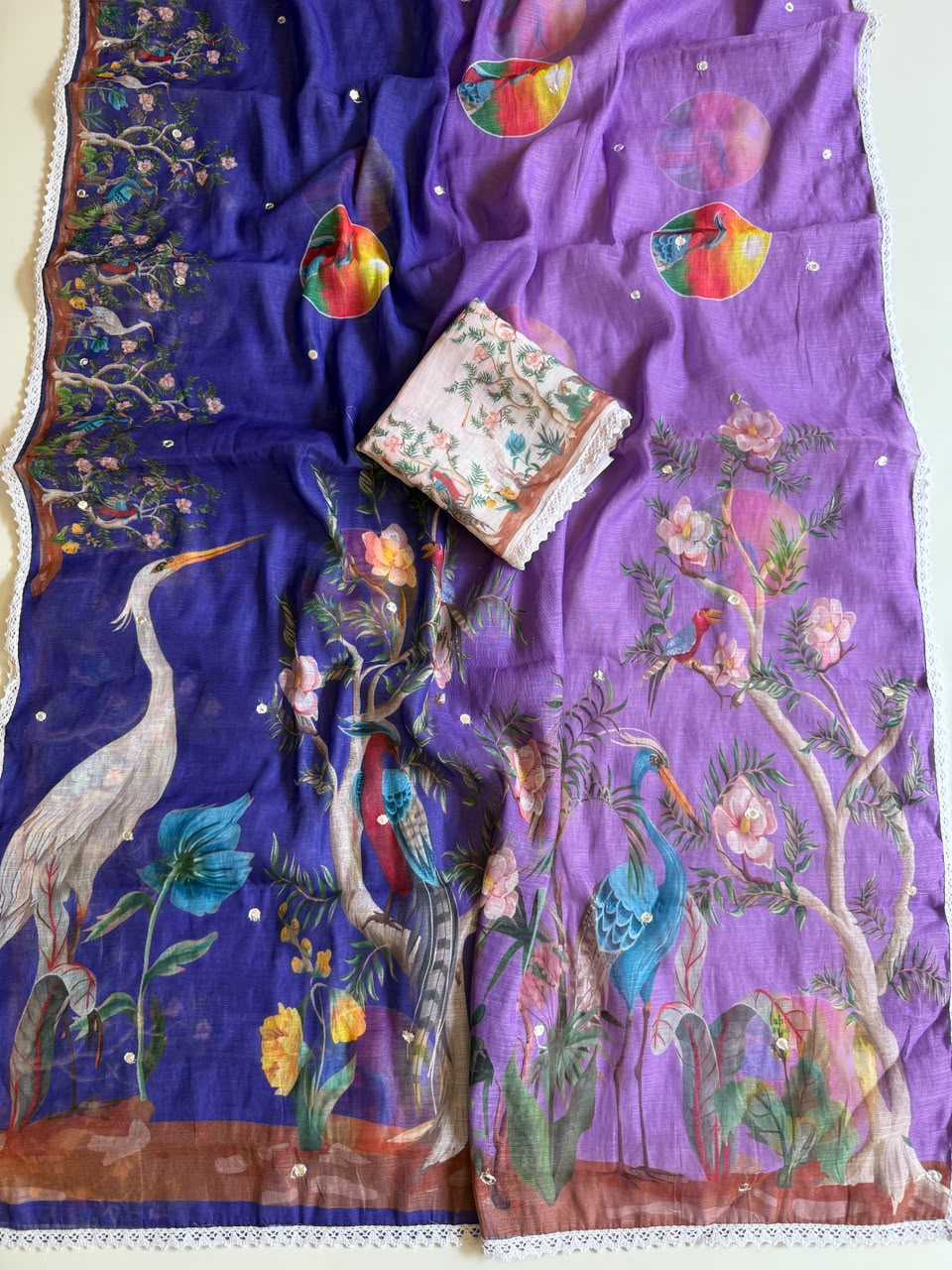 Drishti Linen Embroidered Saree
