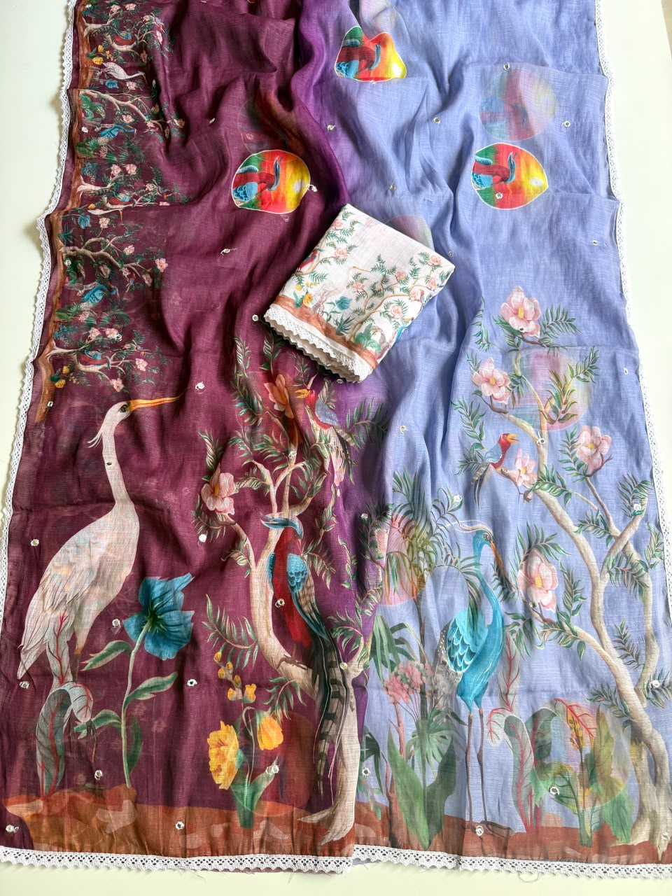 Drishti Linen Embroidered Saree