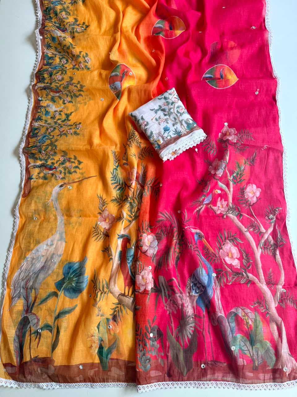 Drishti Linen Embroidered Saree