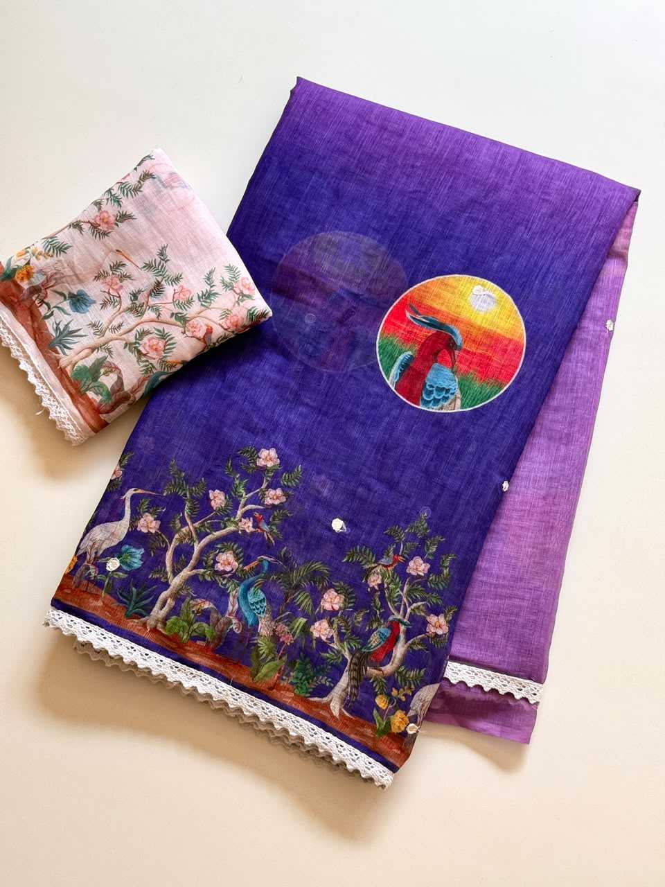 Drishti Linen Embroidered Saree