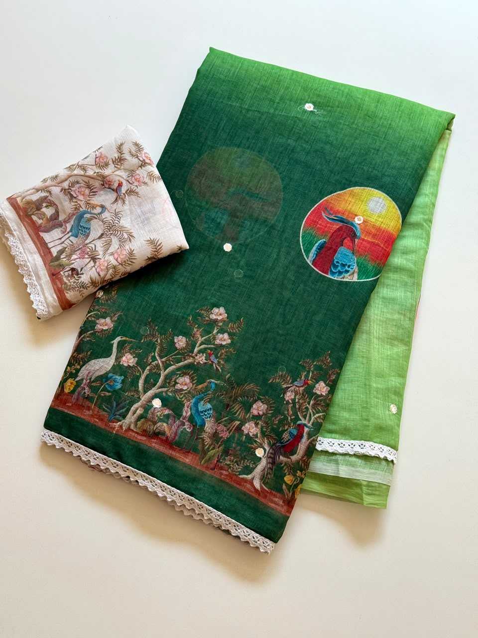 Drishti Linen Embroidered Saree