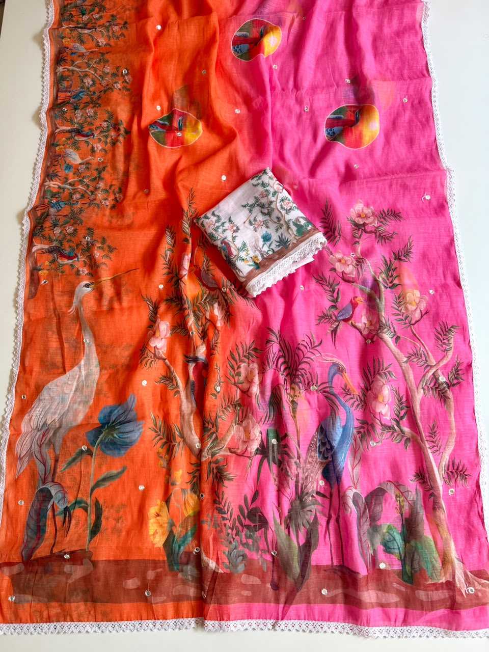 Drishti Linen Embroidered Saree