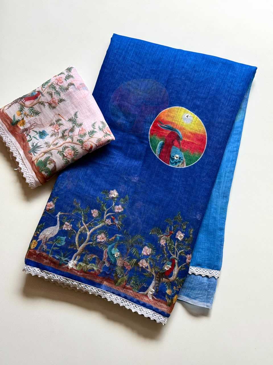 Drishti Linen Embroidered Saree