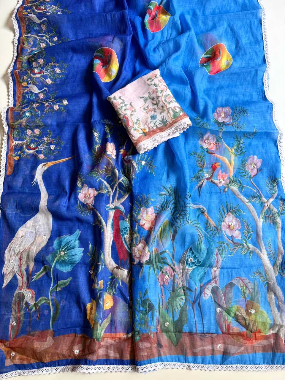 Drishti Linen Embroidered Saree
