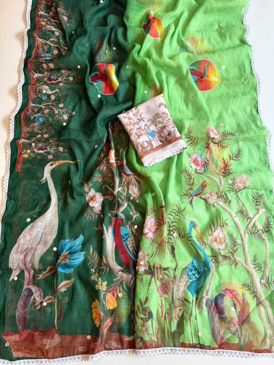 Drishti Linen Embroidered Saree