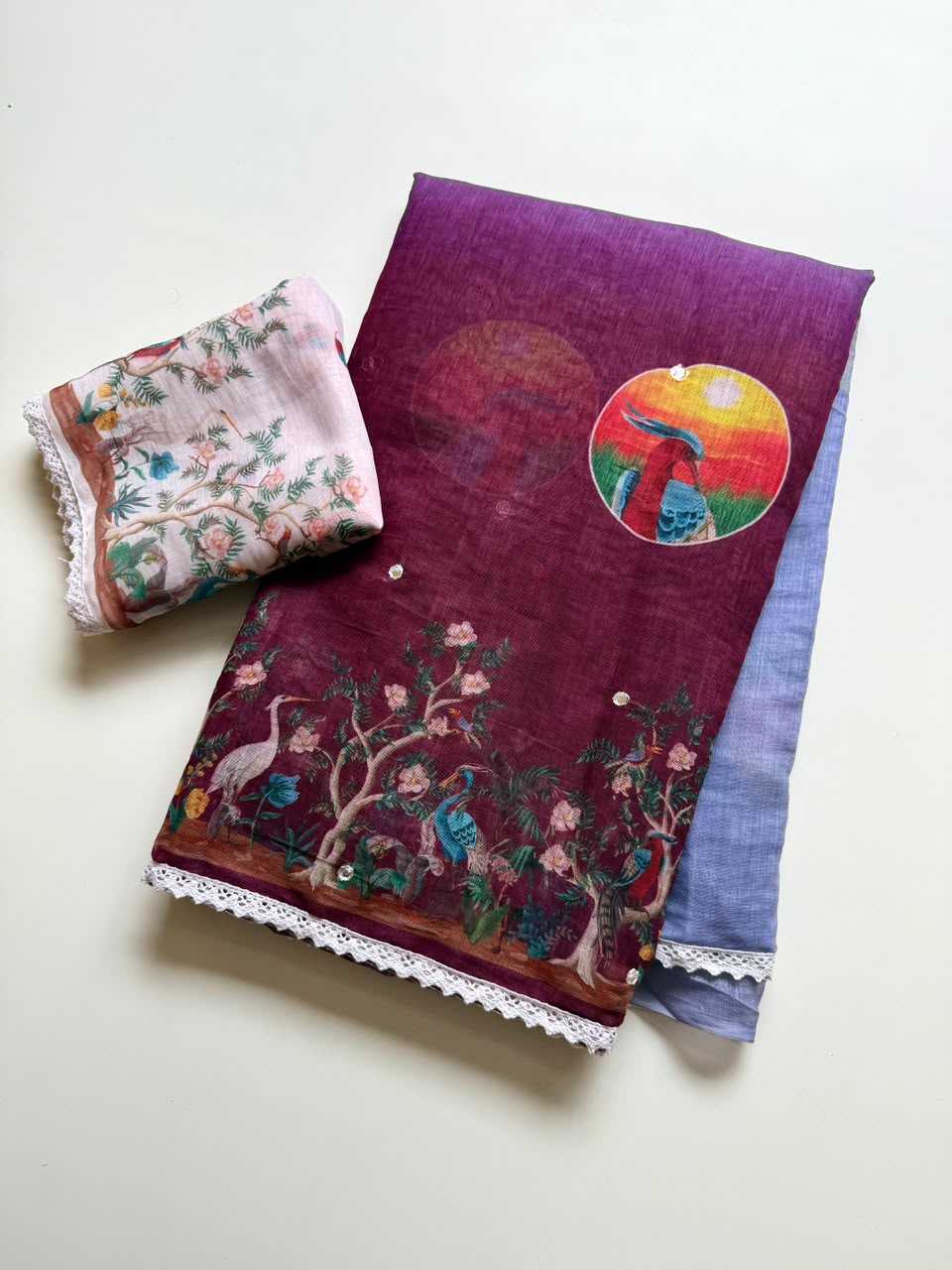 Drishti Linen Embroidered Saree