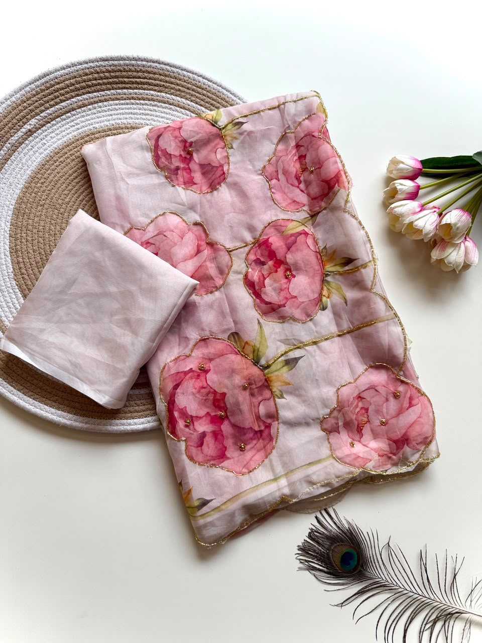 Garima Tabby Silk Soft Saree in Lavender Pink