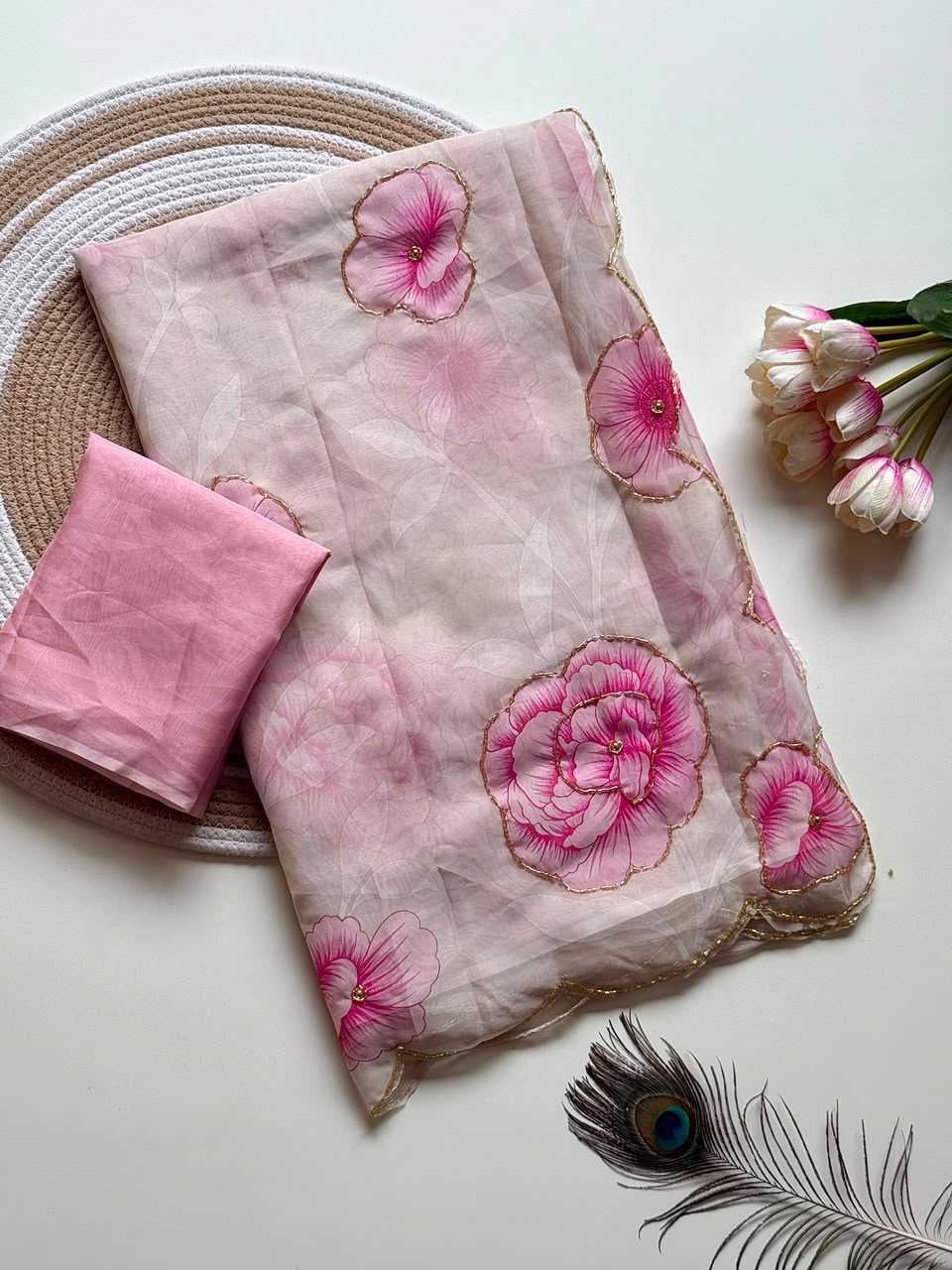 Garima Tabby Silk Soft Saree in Lavender Pink