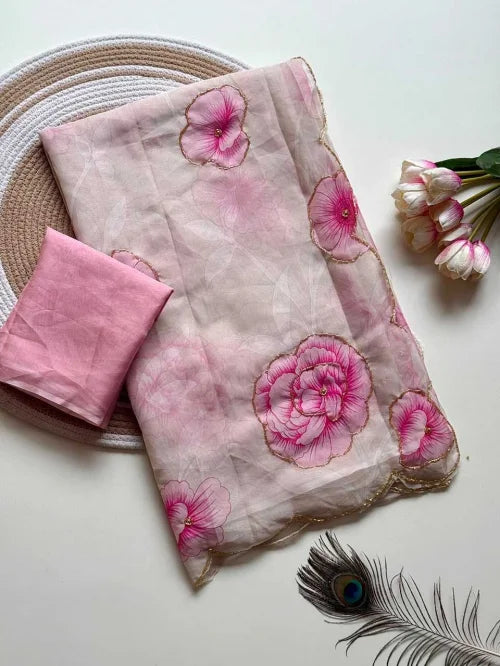 Garima Tabby Silk Soft Saree in Lavender Pink