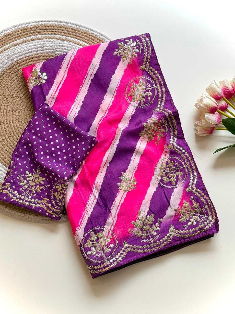 Laheriya Chinon Designer Saree