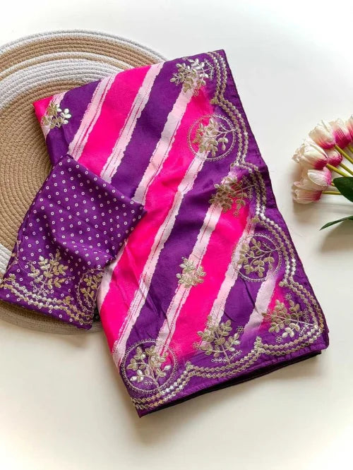 Laheriya Chinon Designer Saree