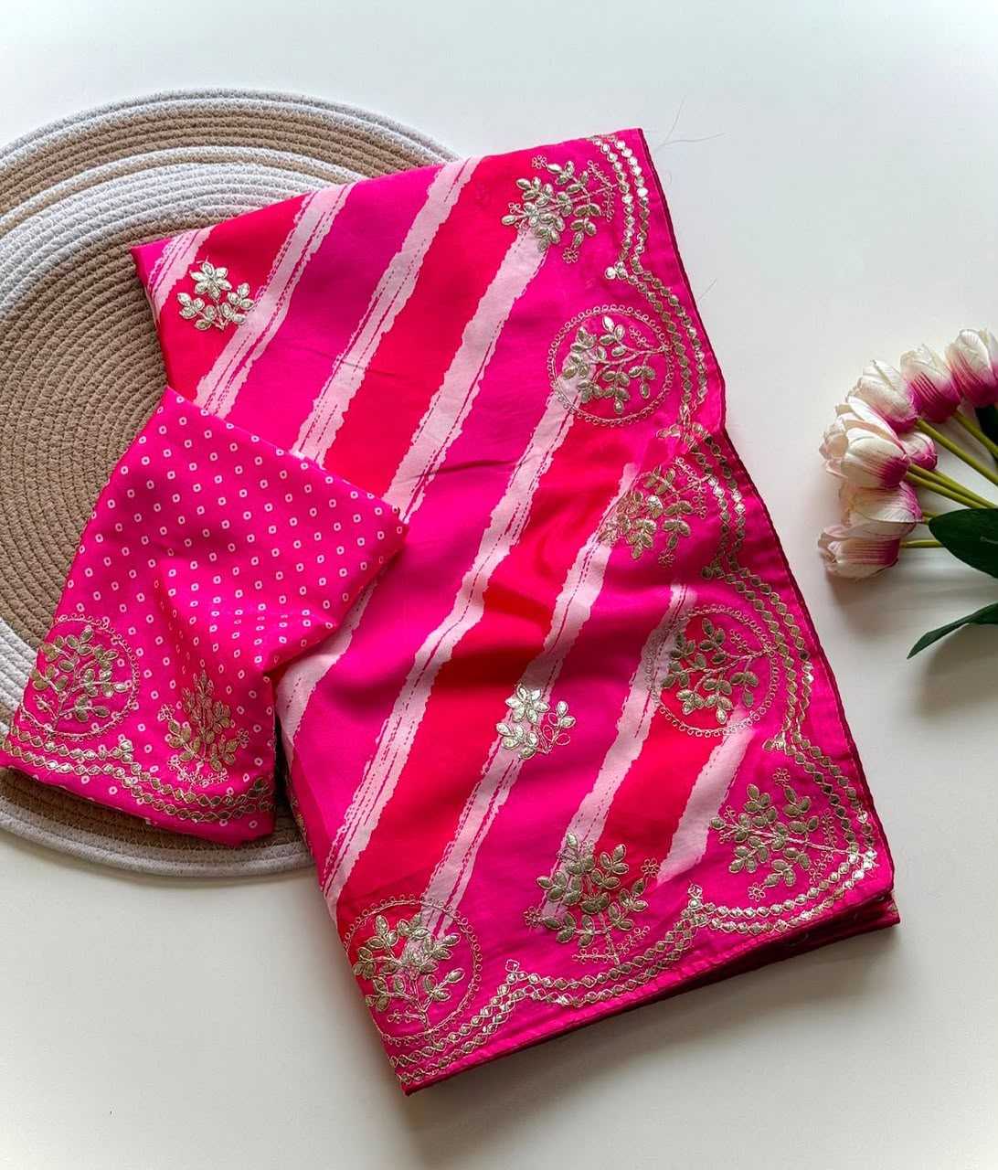Laheriya Chinon Designer Saree