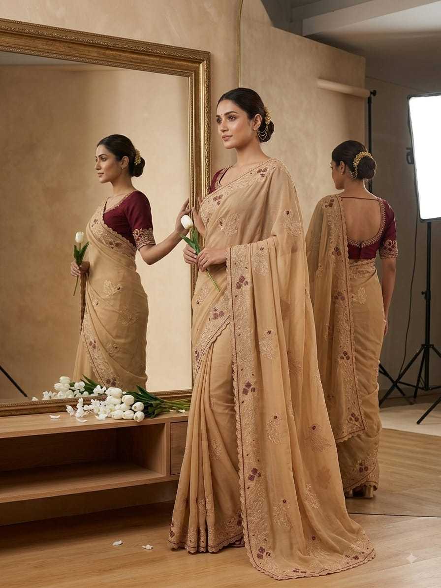 Premium Georgette Embroidered Saree