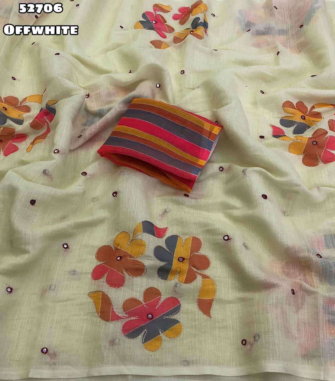 Linen Embroidered Saree