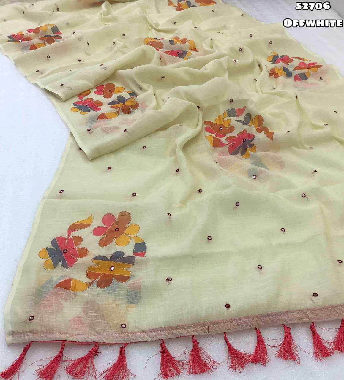 Linen Embroidered Saree