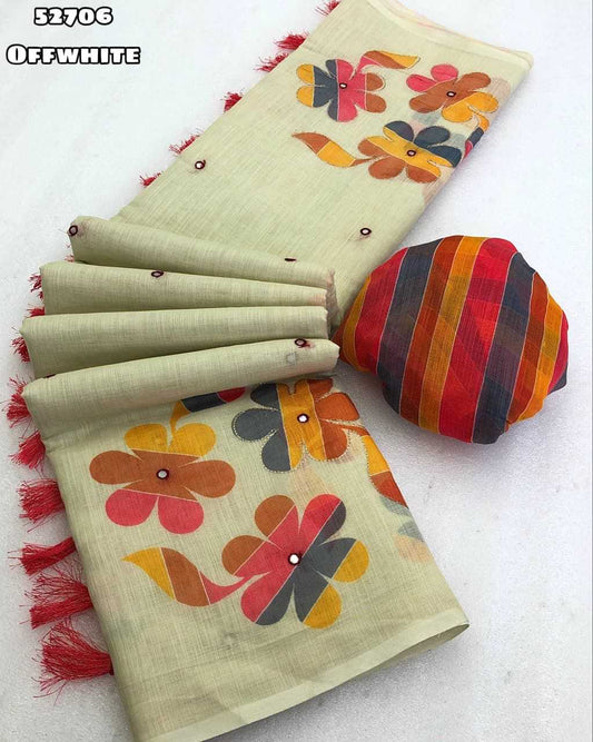 Linen Printed Saree