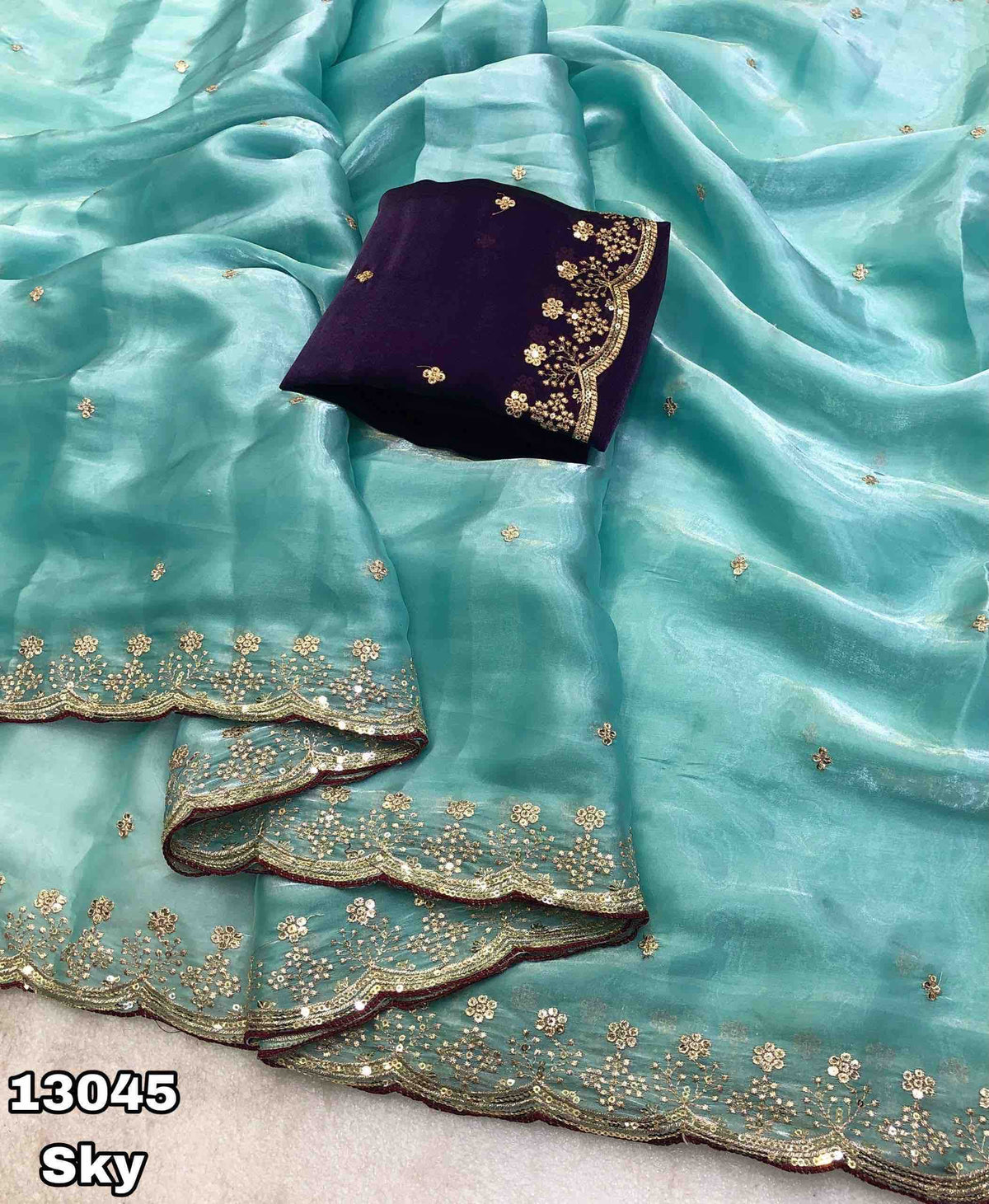 Card Satin Sequence Saree