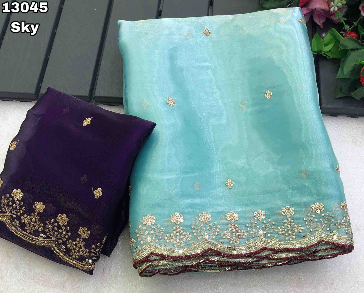 Card Satin Sequence Saree