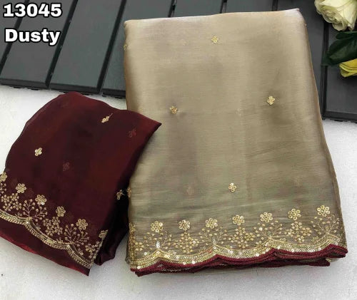 Card Satin Sequence Saree