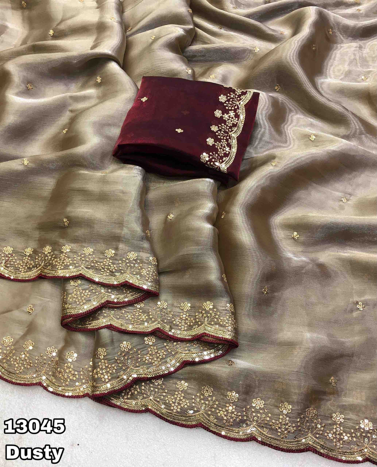 Card Satin Sequence Saree