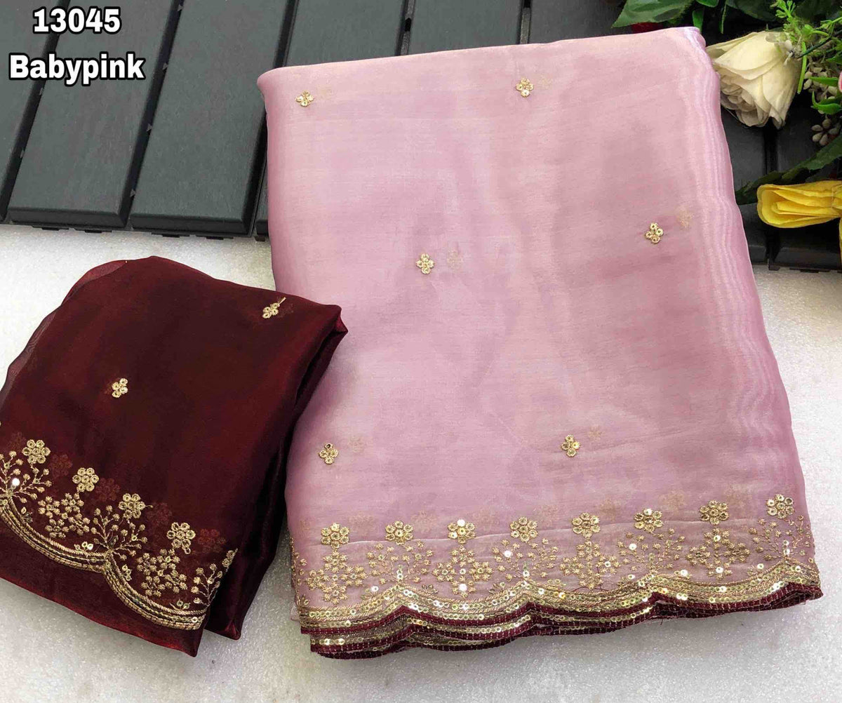 Card Satin Sequence Saree