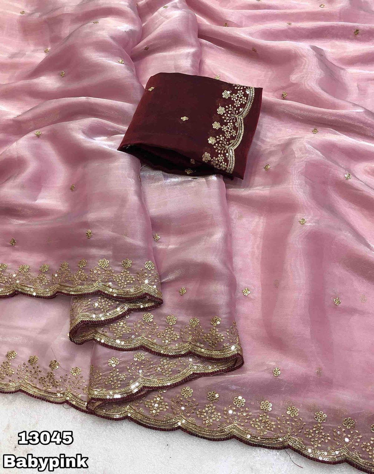 Card Satin Sequence Saree