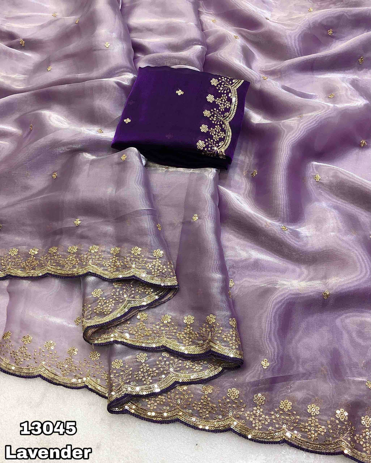 Card Satin Sequence Saree