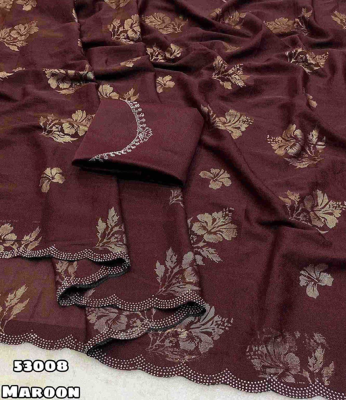 Foliza Georgette Printed Saree in Maroon