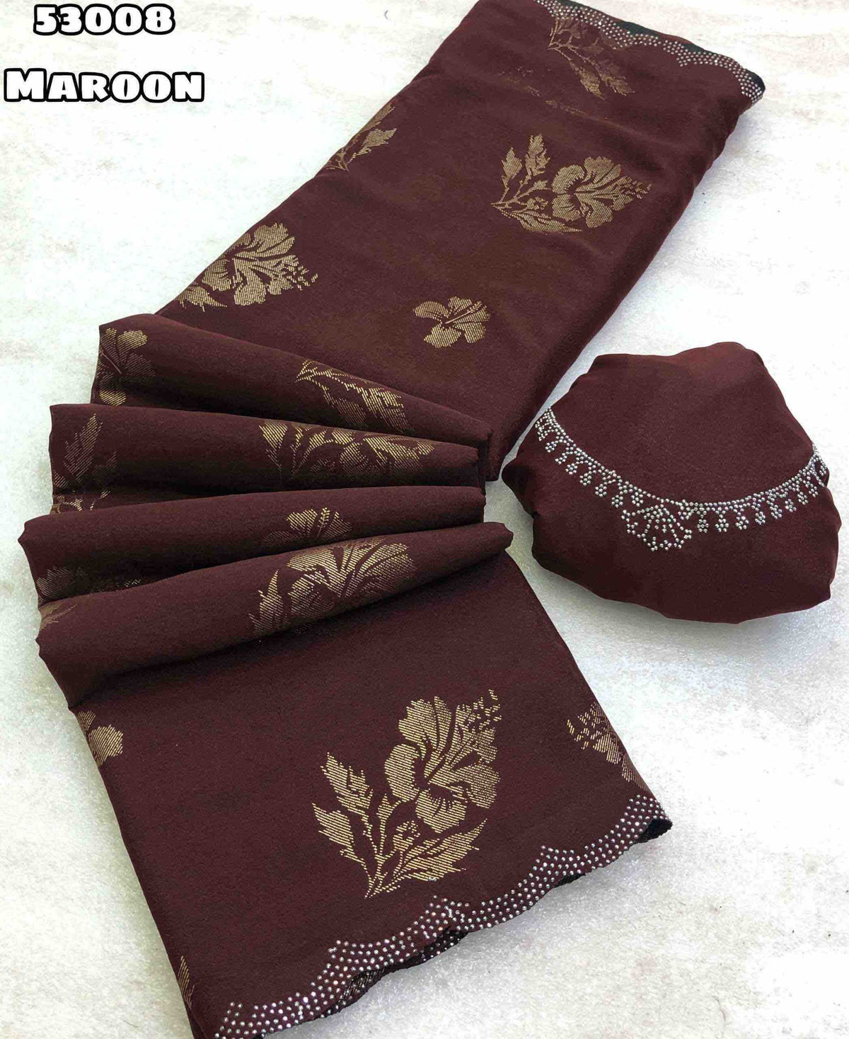 Foliza Georgette Printed Saree in Maroon