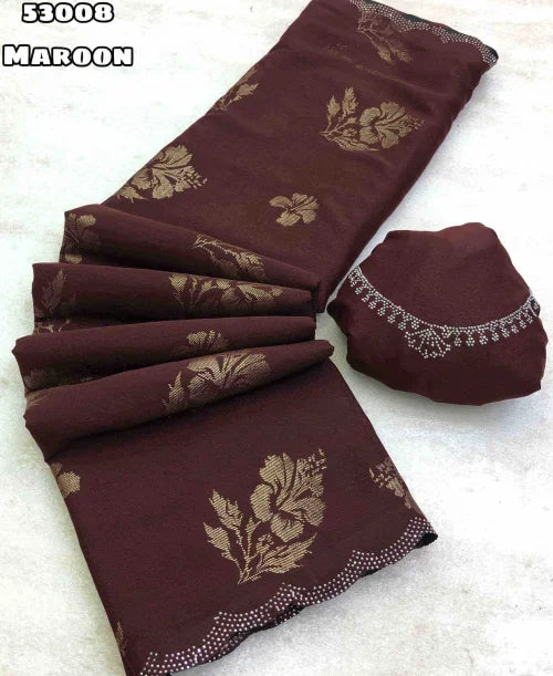 Foliza Georgette Printed Saree in Maroon