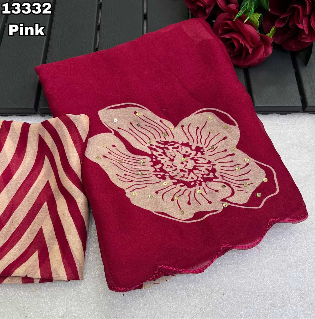 Redan Chiffon Sequence Saree