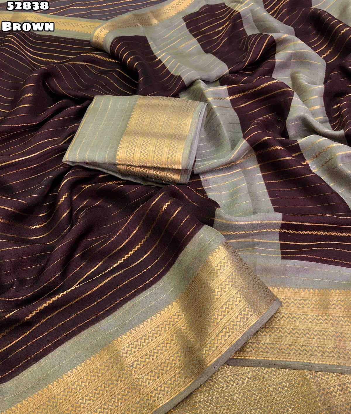 Dull Moss Designer Saree