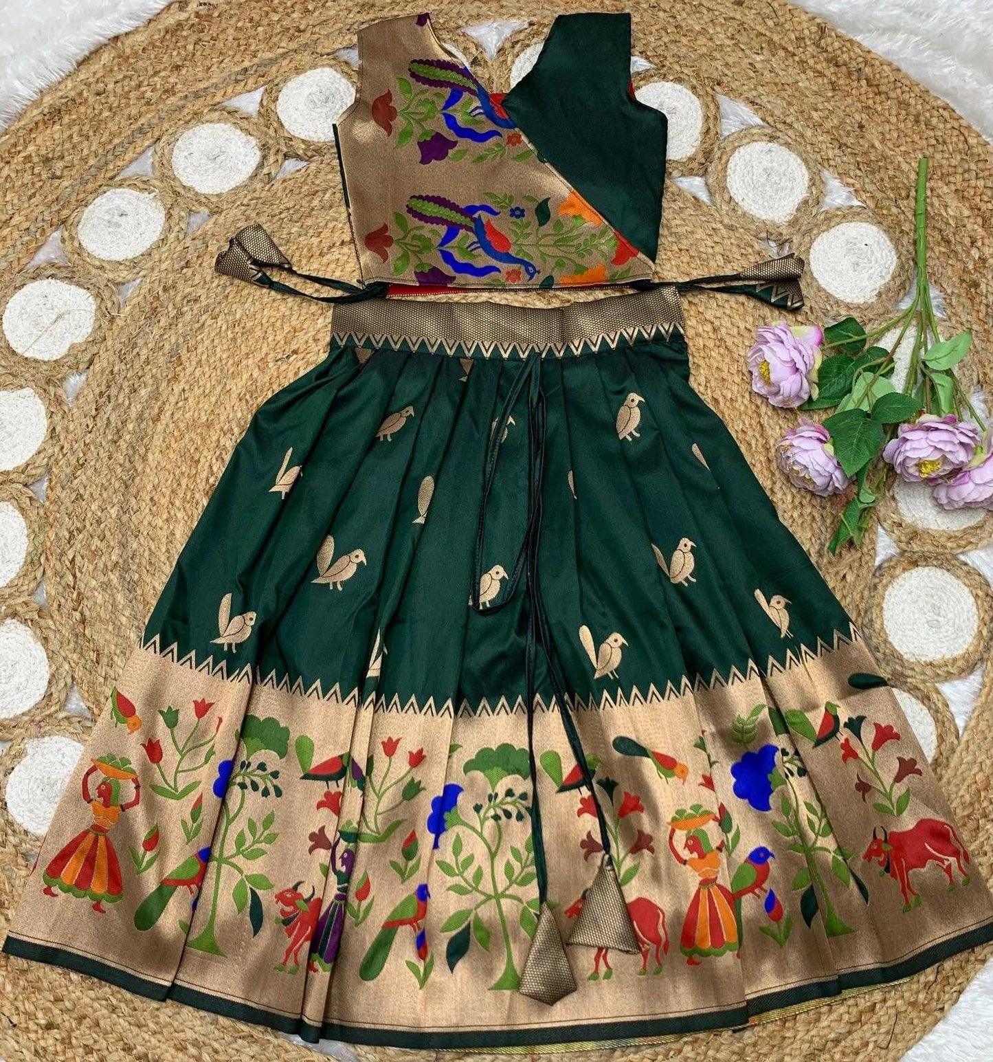 Paithani Silk Kids Lehenga