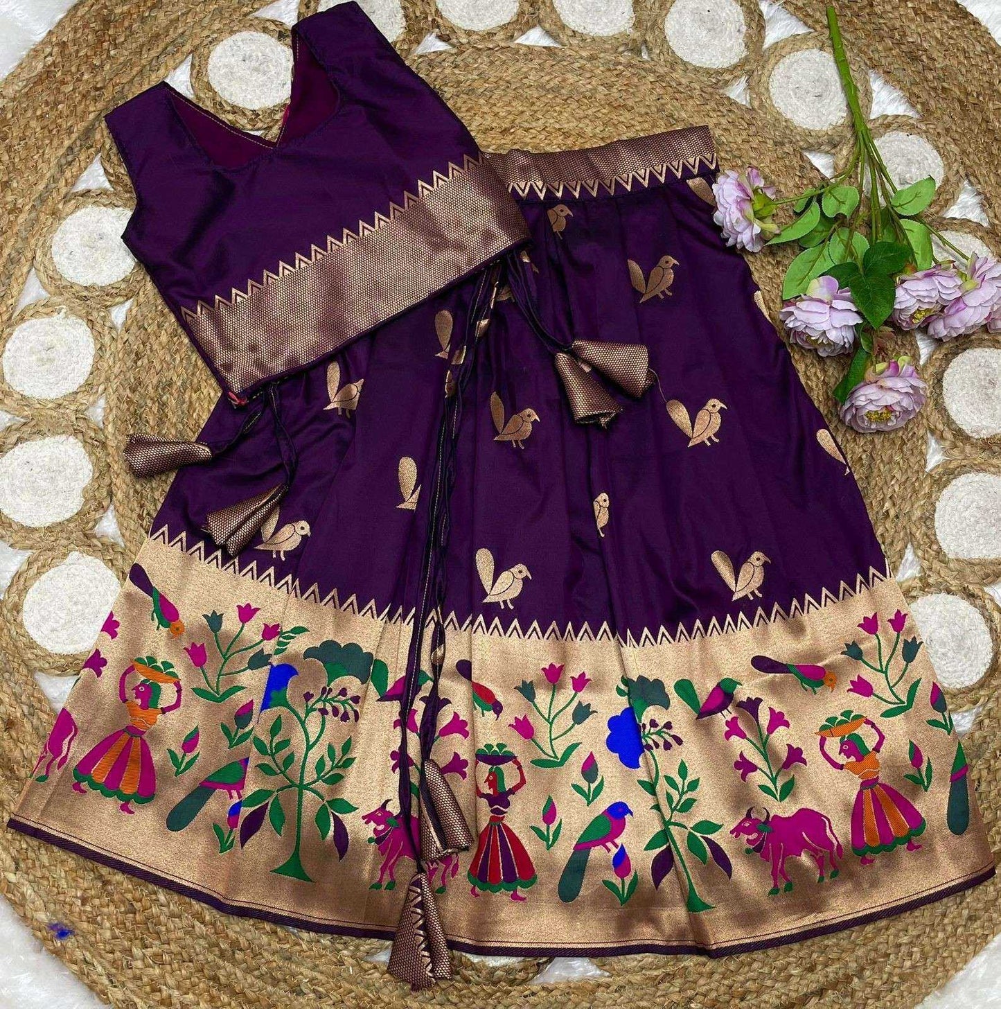 Paithani Silk Kids Lehenga