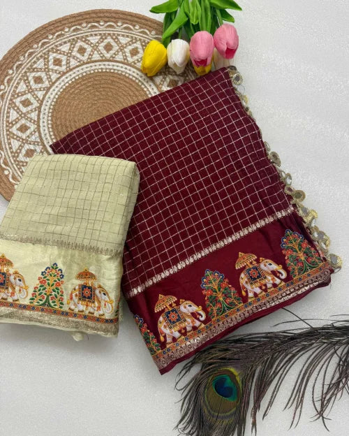 Gauri Viscose Zari Border Saree