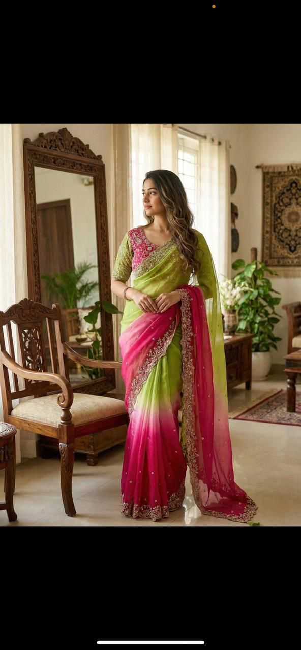 Satin Silk Party Wear Saree