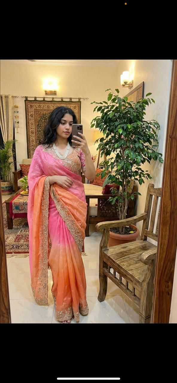 Satin Silk Party Wear Saree