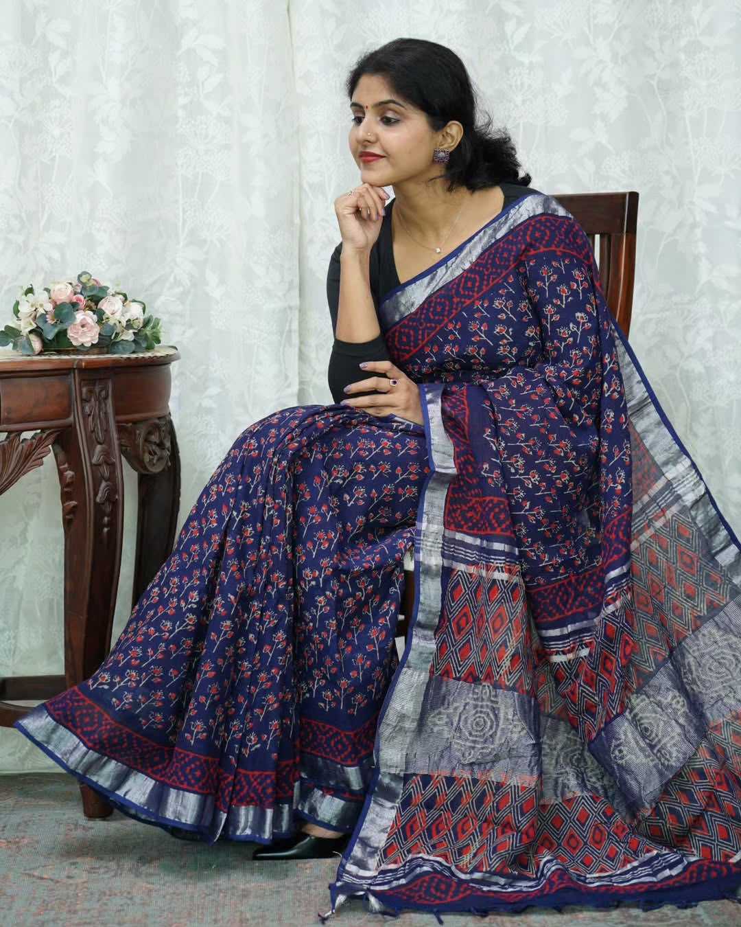 Linen Designer Saree