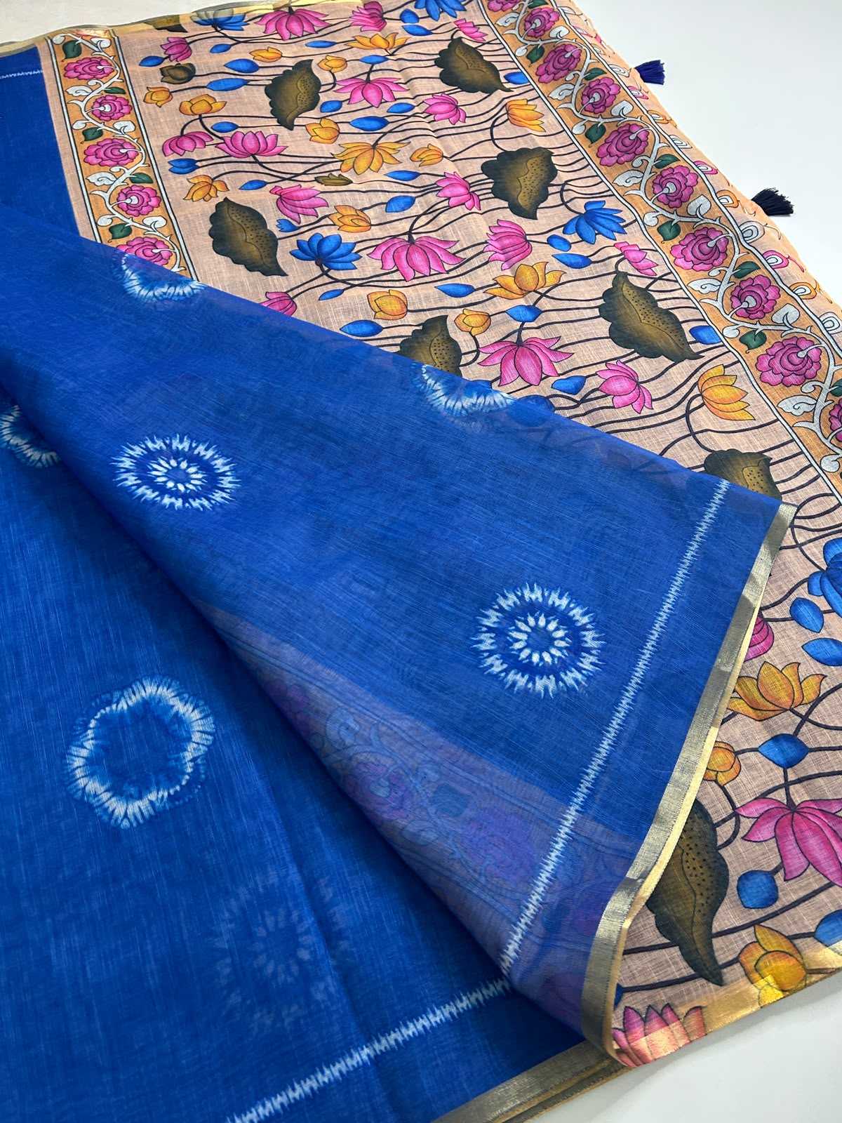 Linen Designer Saree in Baby Pink