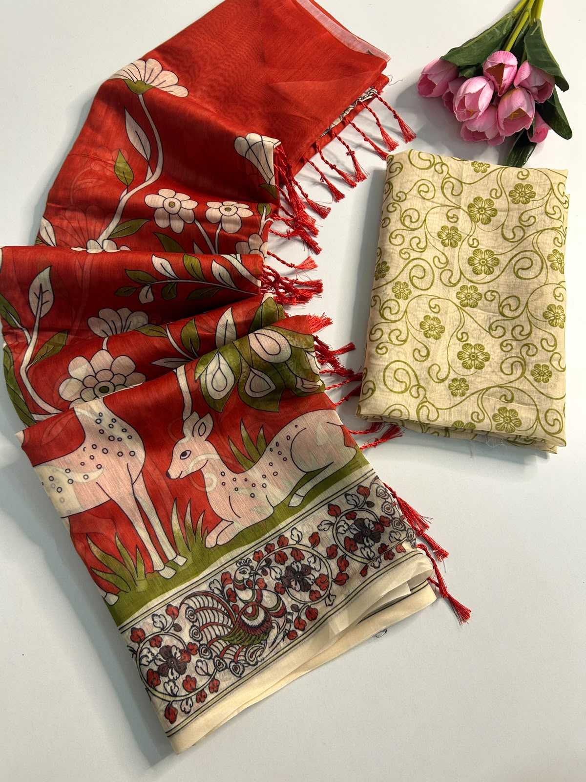 Chanderi Cotton Printed Saree