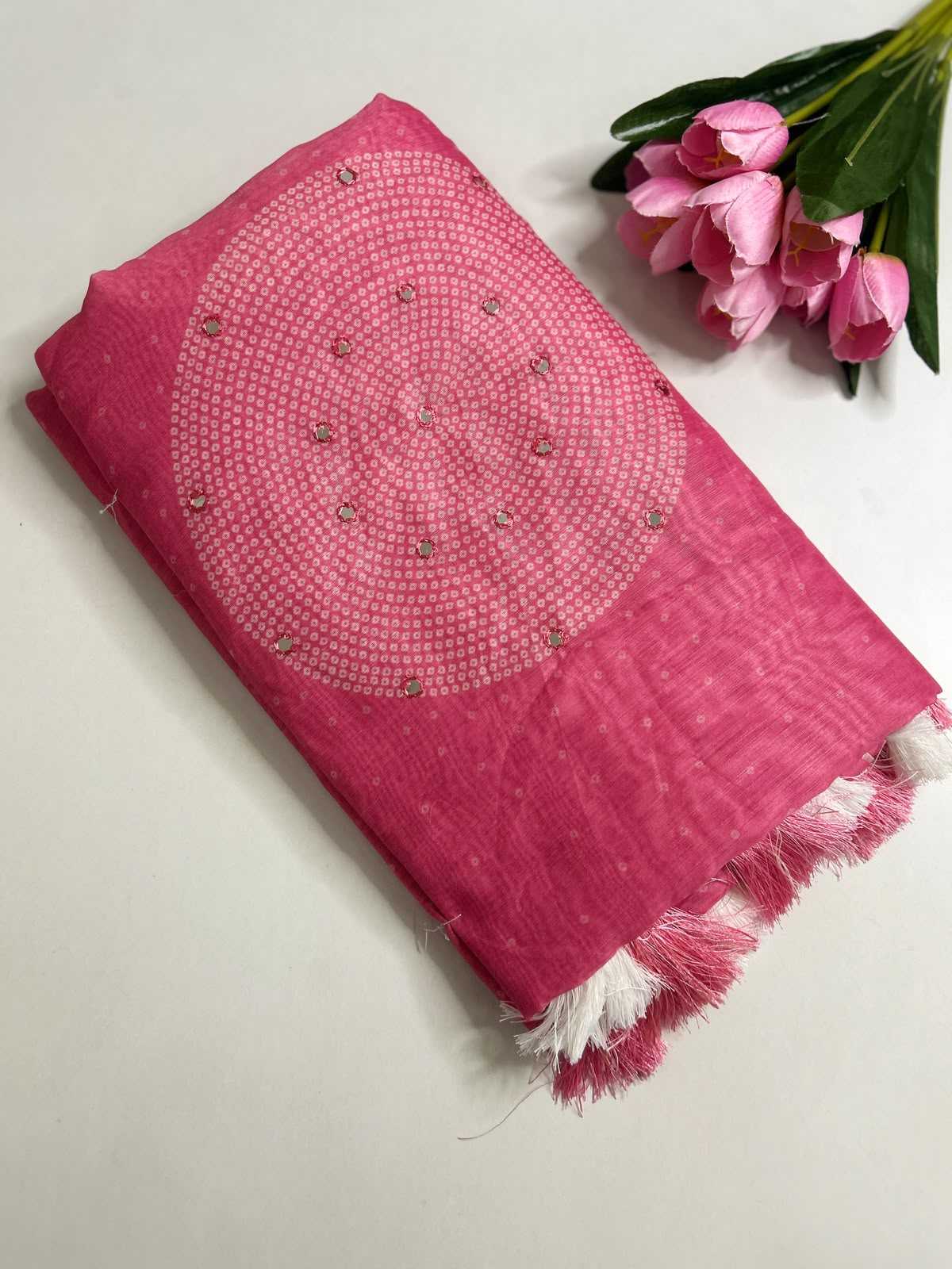 Monalisha Cotton Mirror Work Saree