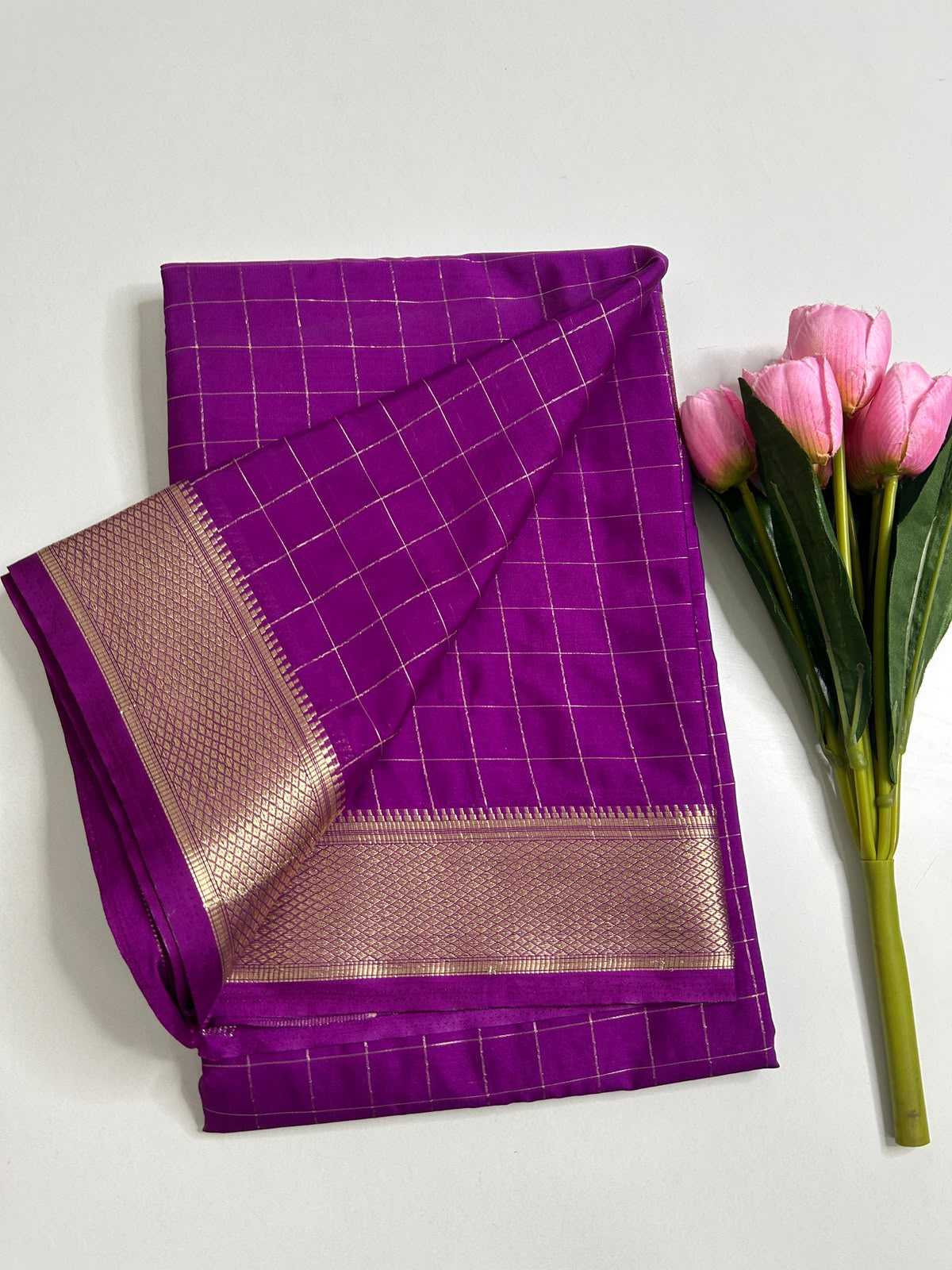 Liza Mysore Silk Saree in Navy Blue