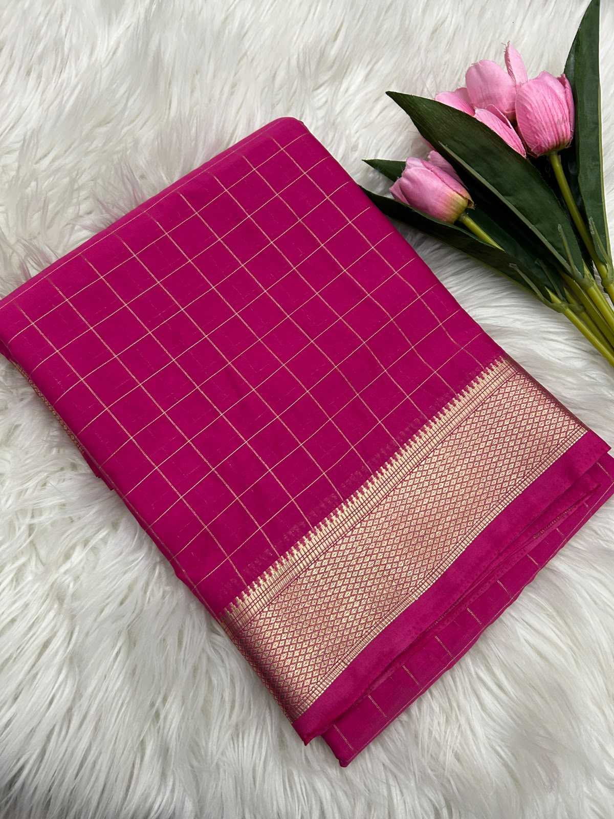Liza Mysore Silk Saree in Navy Blue