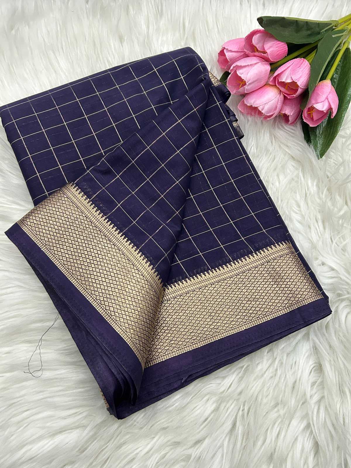 Liza Mysore Silk Saree in Navy Blue